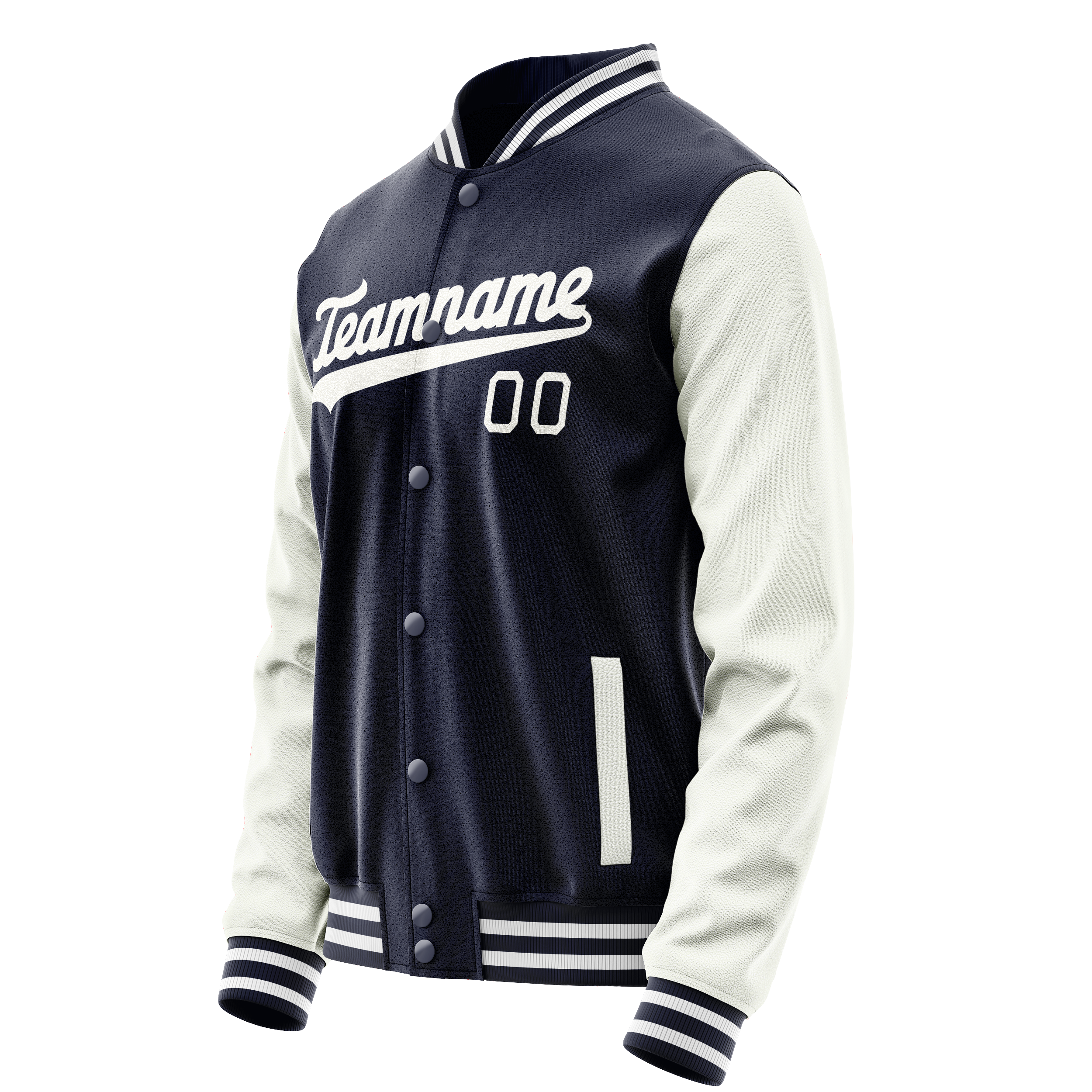 Personalized Navy & White Solid Color Varsity Letterman Jacket