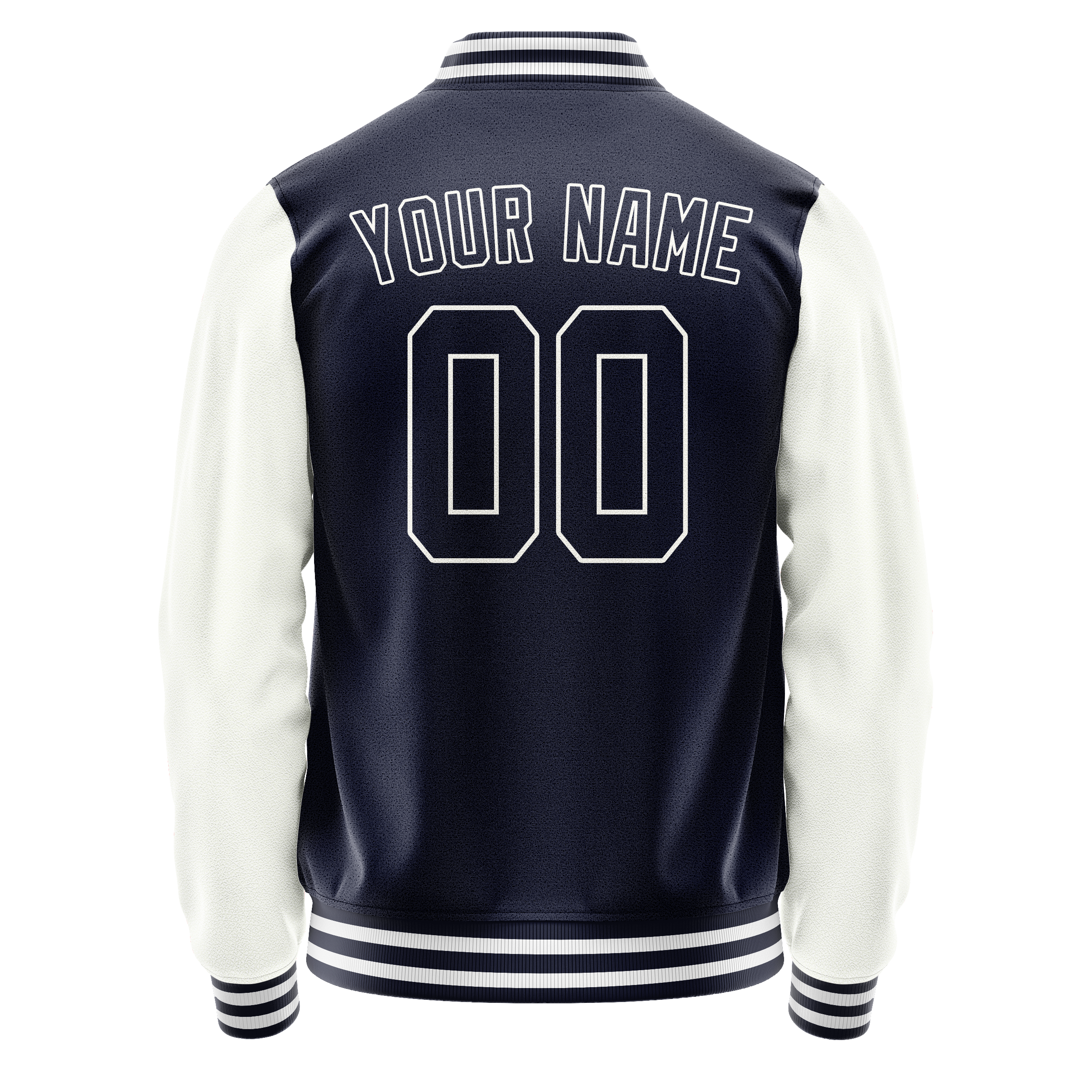 Personalized Navy & White Solid Color Varsity Letterman Jacket