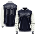 Personalized Navy & White Solid Color Varsity Letterman Jacket