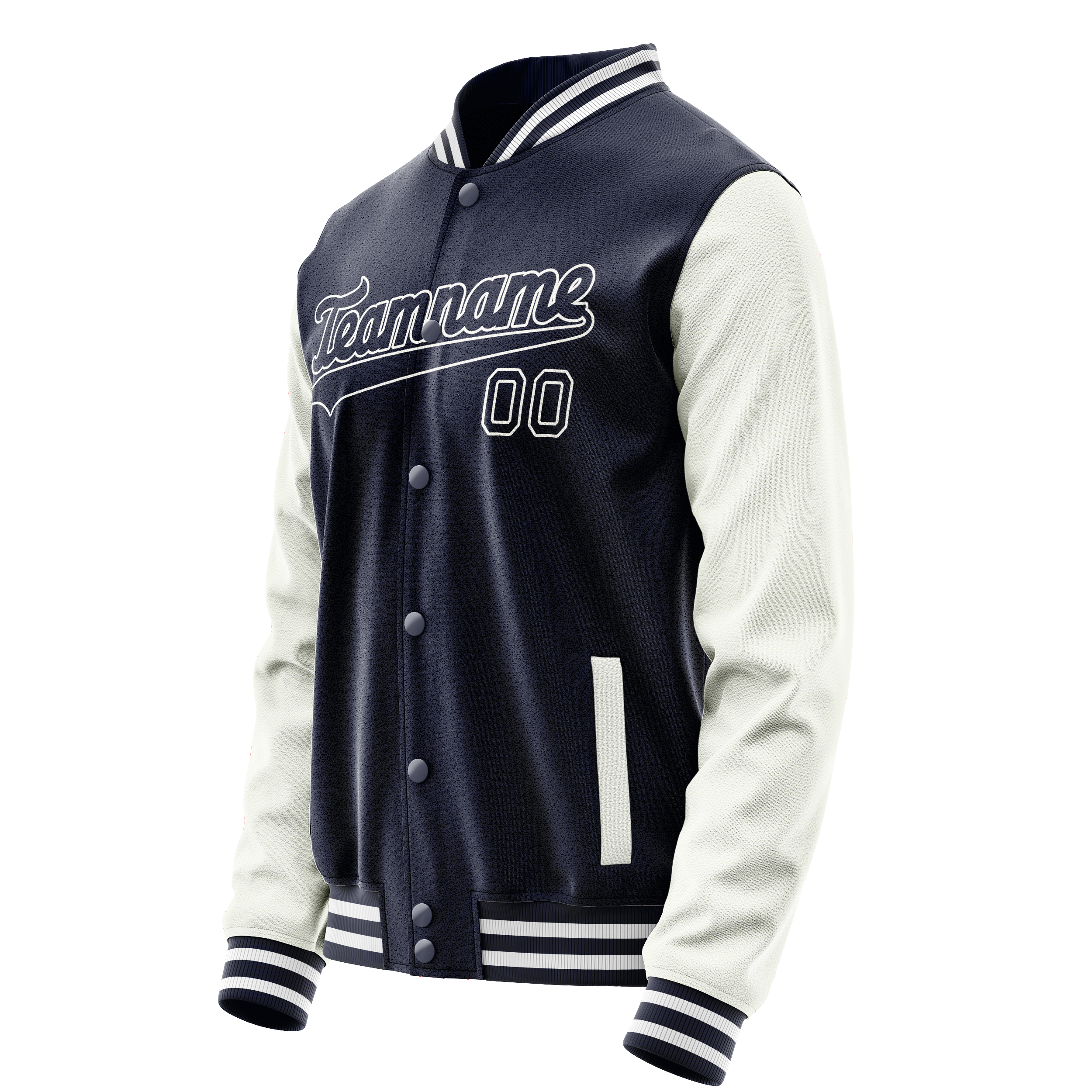 Personalized Navy & White Solid Color Varsity Letterman Jacket