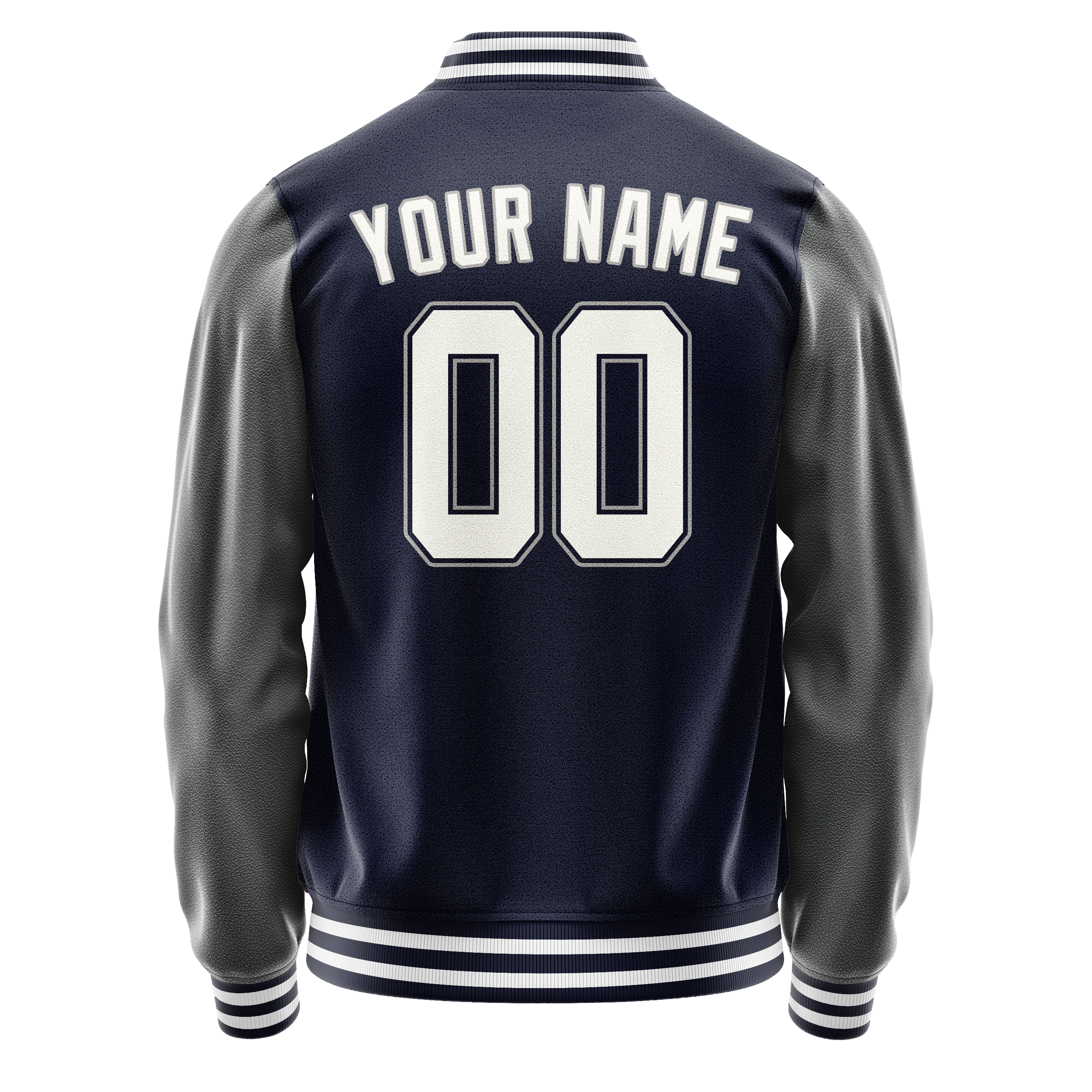 Personalized Navy & Gray Solid Color Varsity Letterman Jacket