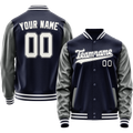 Personalized Navy & Gray Solid Color Varsity Letterman Jacket