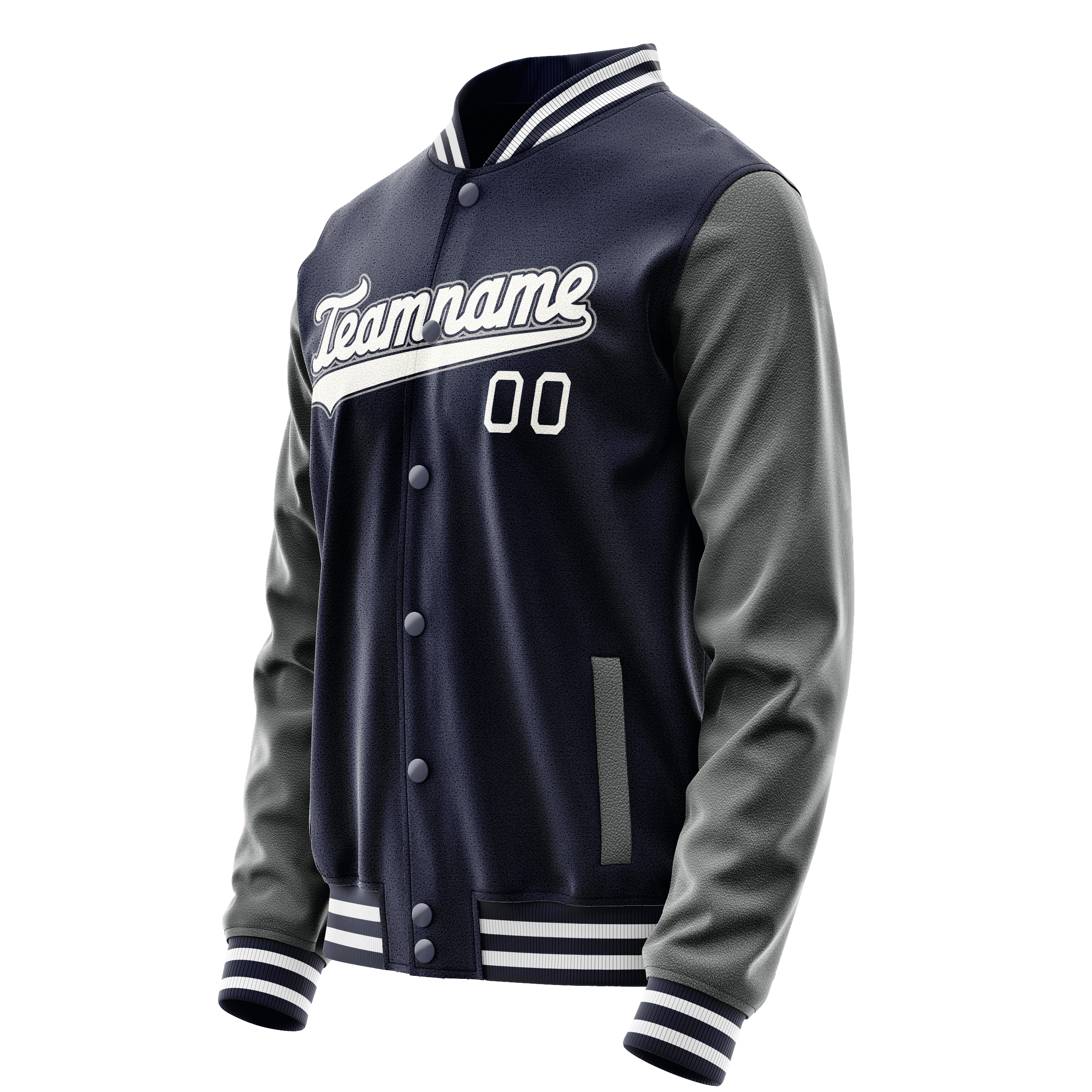 Personalized Navy & Gray Solid Color Varsity Letterman Jacket