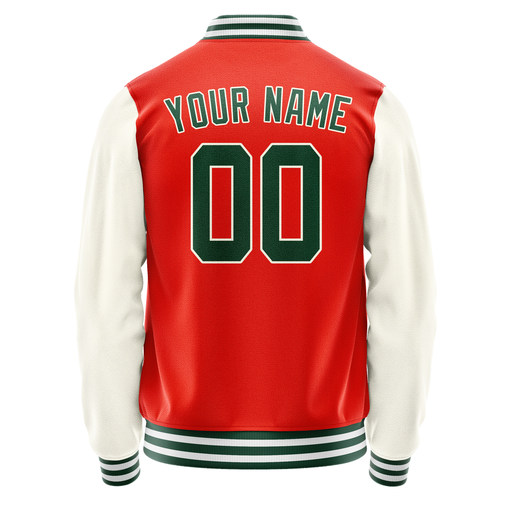 Personalized Orange & Cream Solid Color Varsity Letterman Jacket