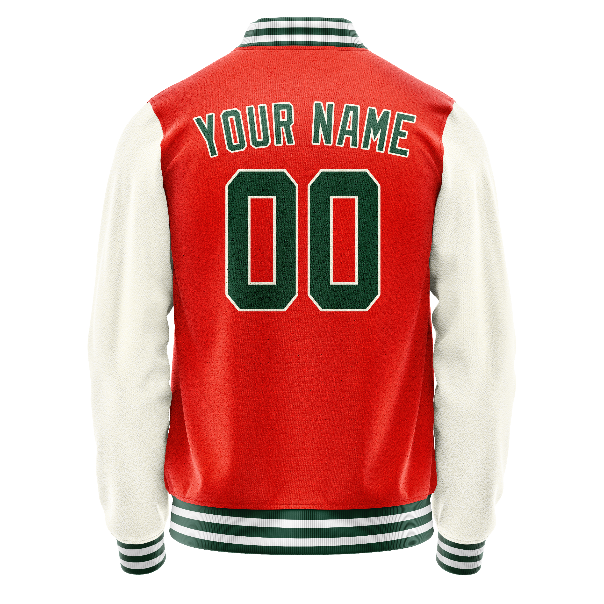 Personalized Orange & Cream Solid Color Varsity Letterman Jacket