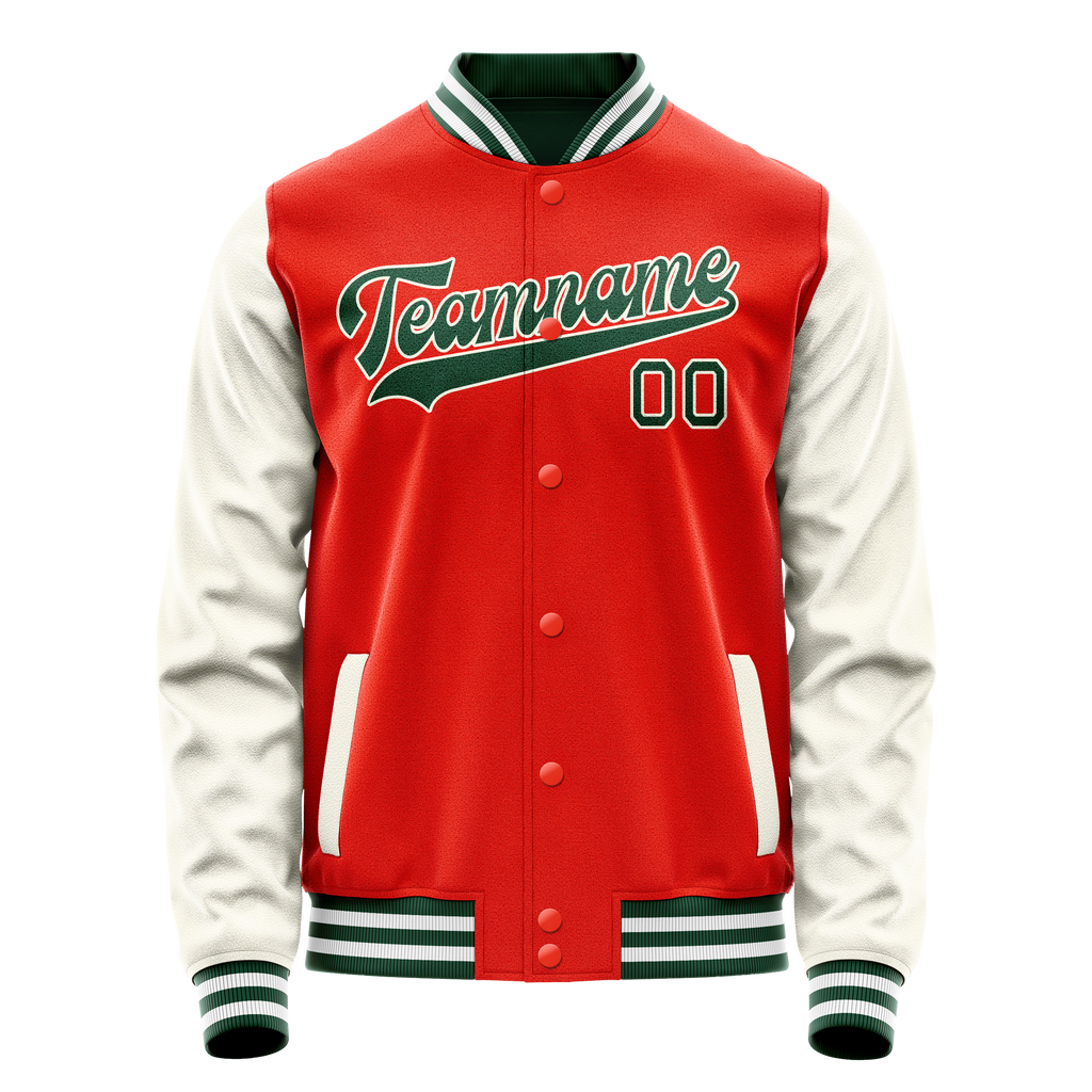 Personalized Orange & Cream Solid Color Varsity Letterman Jacket