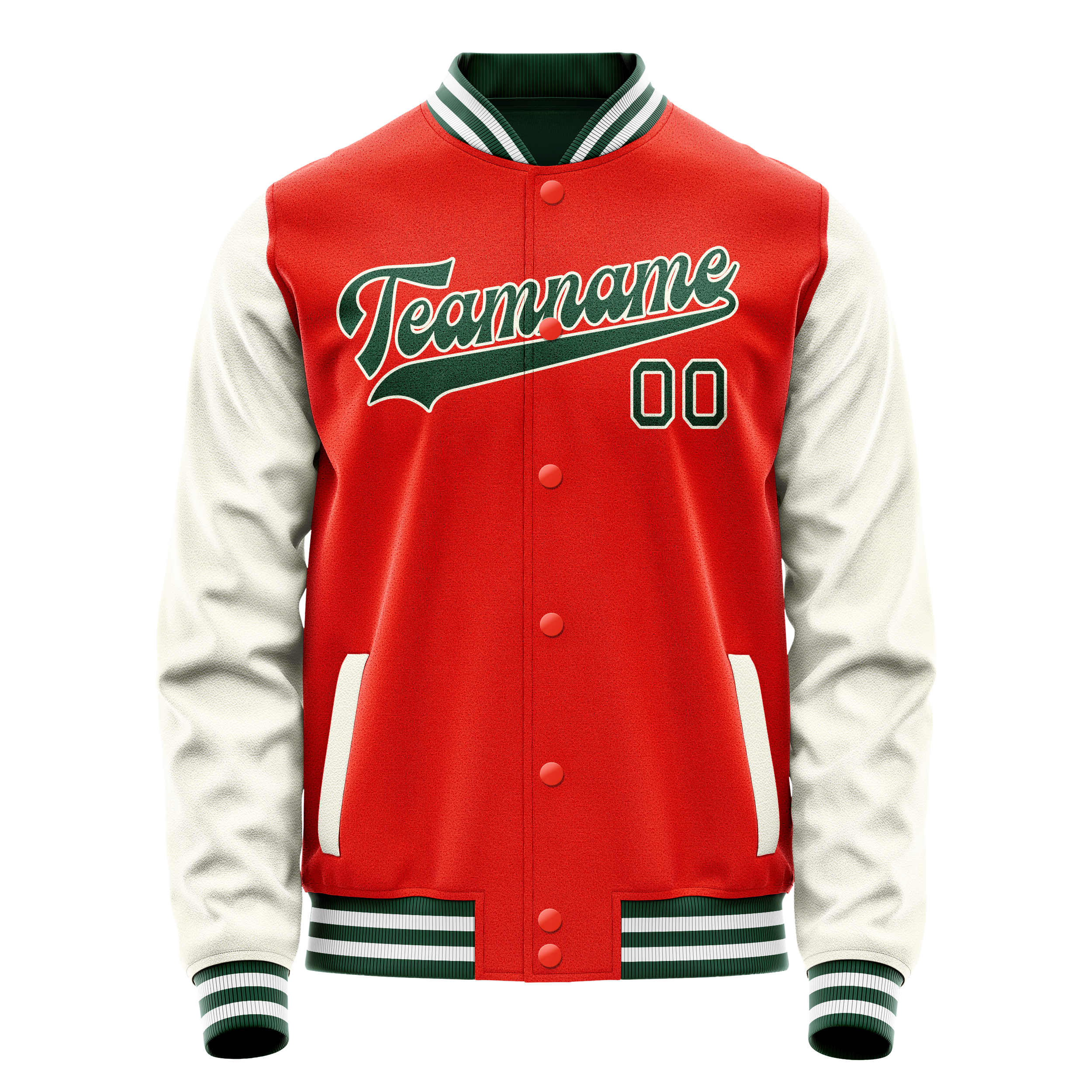 Personalized Orange & Cream Solid Color Varsity Letterman Jacket