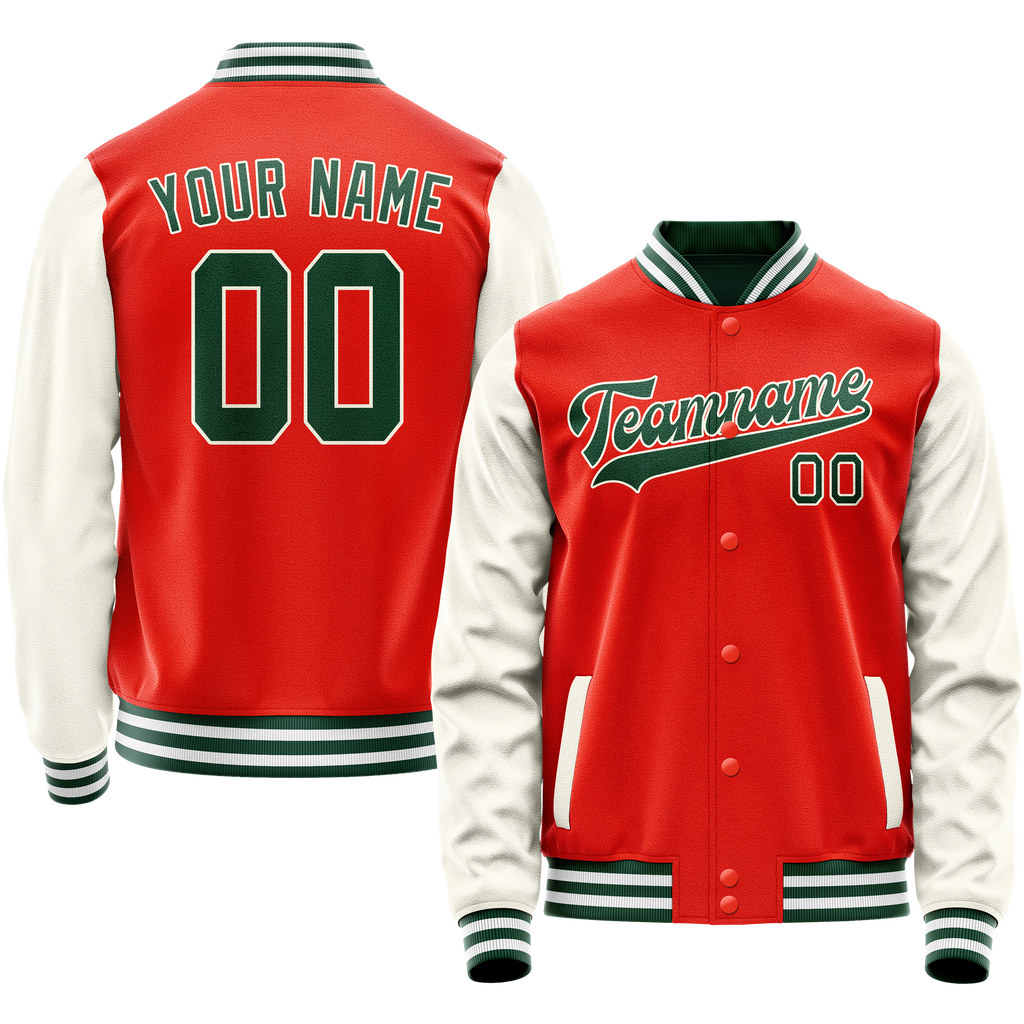 Personalized Orange & Cream Solid Color Varsity Letterman Jacket