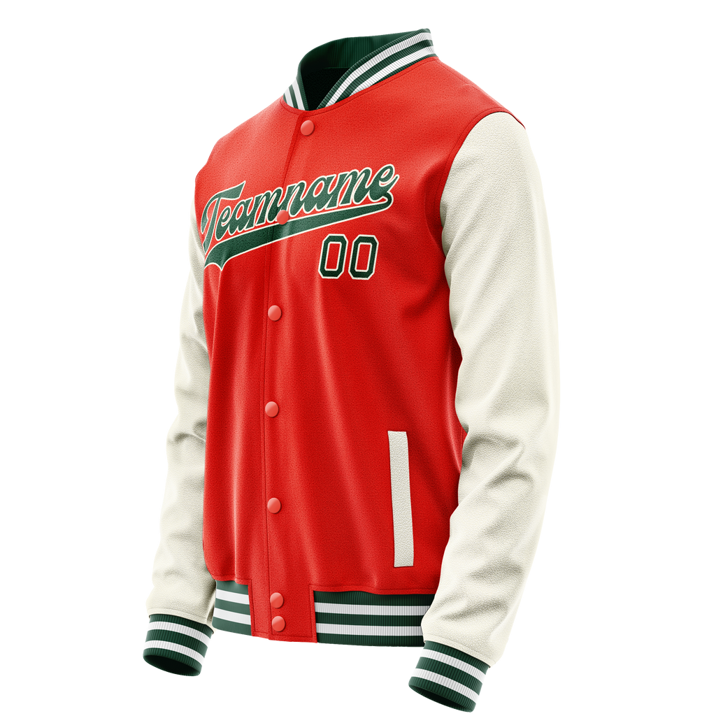 Personalized Orange & Cream Solid Color Varsity Letterman Jacket