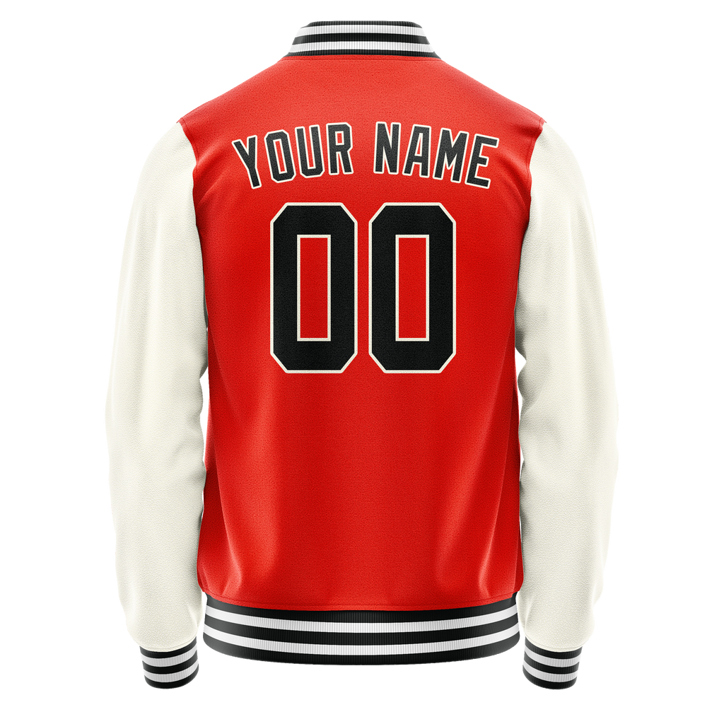Personalized Orange & Cream Solid Color Varsity Letterman Jacket