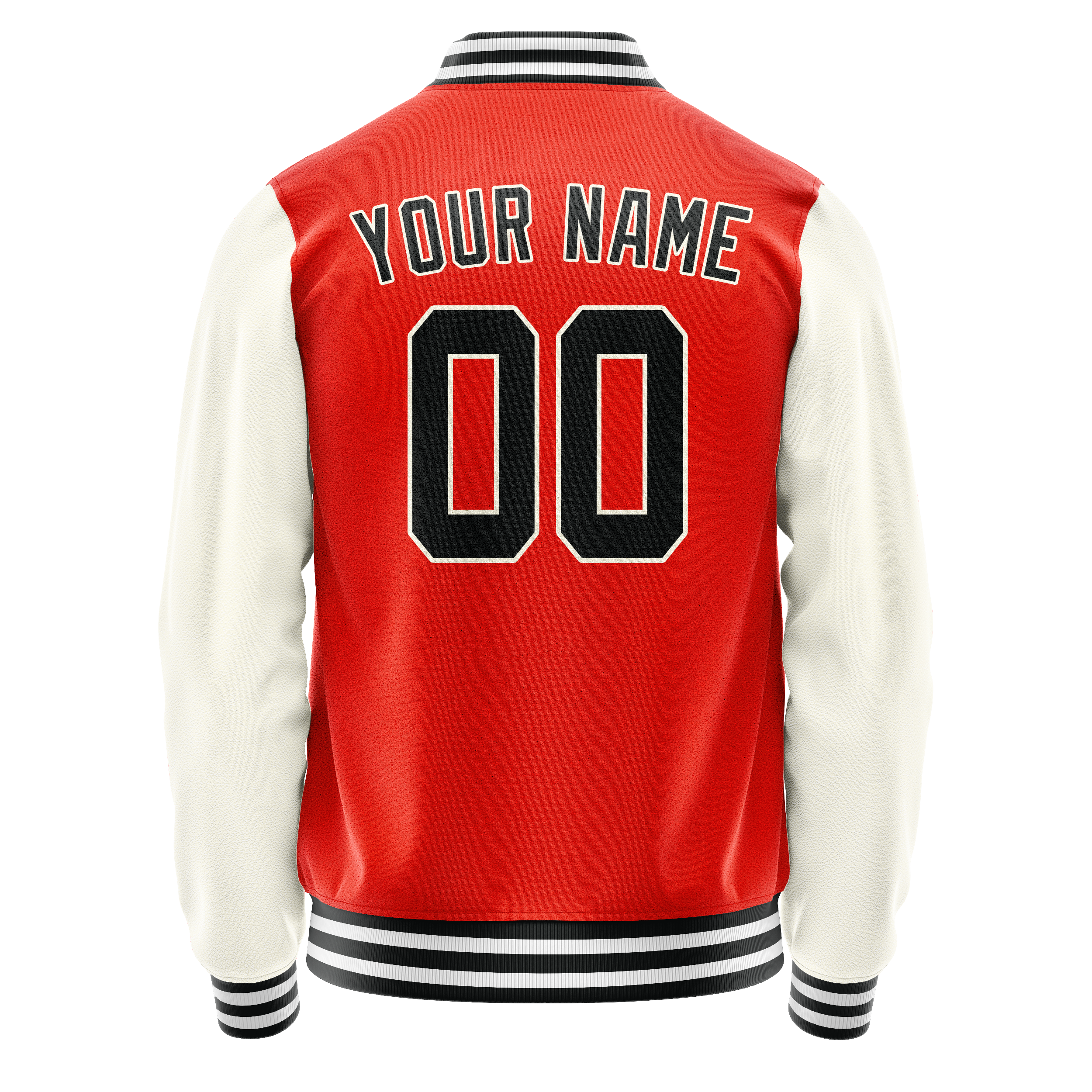 Personalized Orange & Cream Solid Color Varsity Letterman Jacket