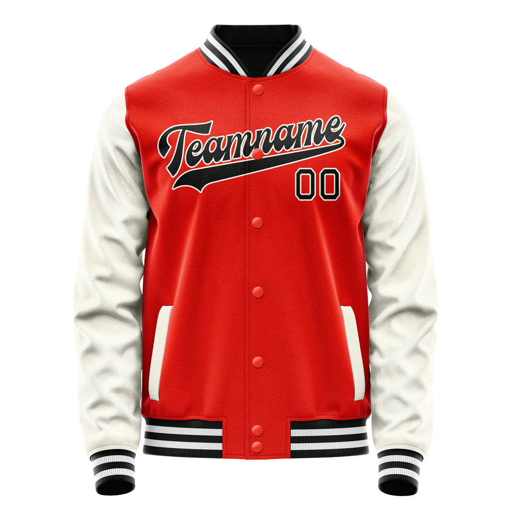 Personalized Orange & Cream Solid Color Varsity Letterman Jacket