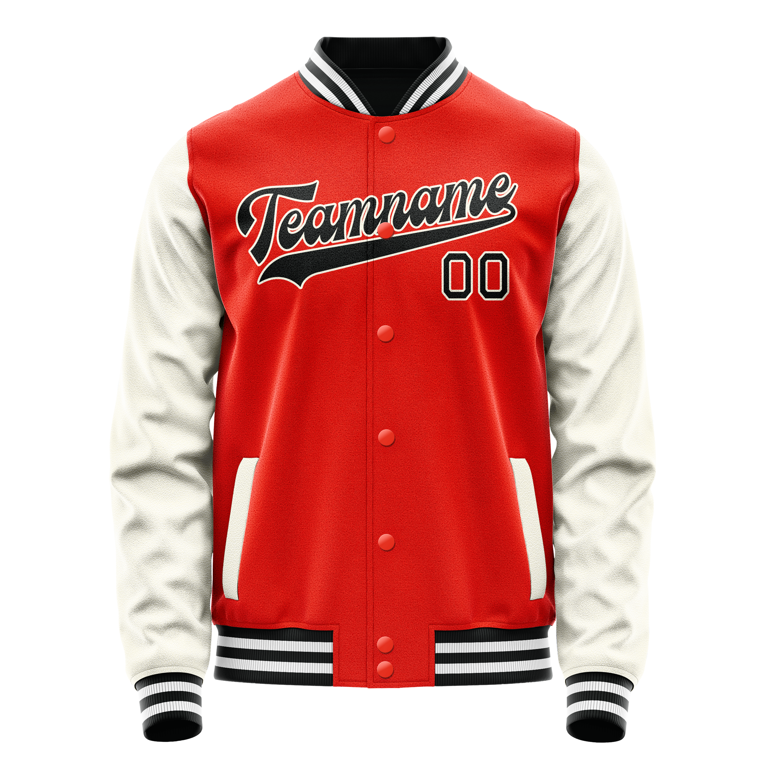 Personalized Orange & Cream Solid Color Varsity Letterman Jacket