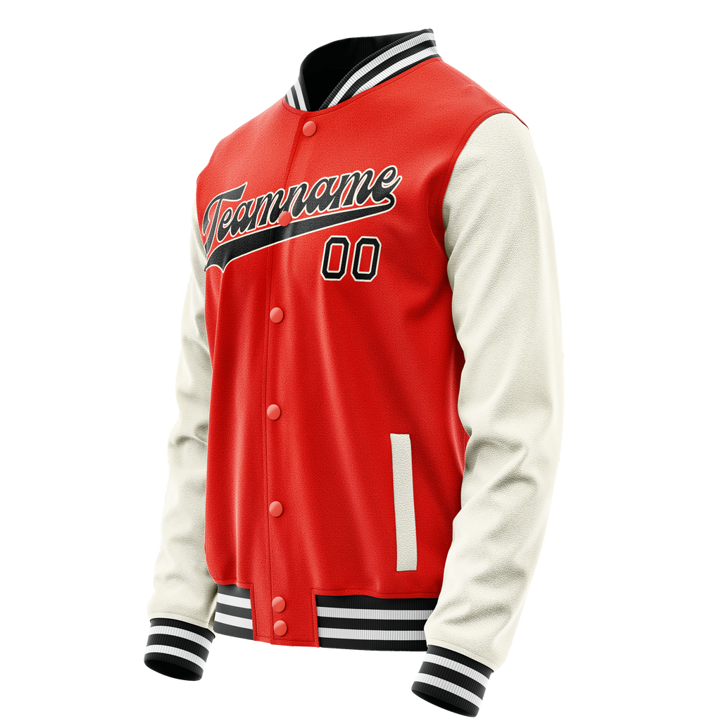 Personalized Orange & Cream Solid Color Varsity Letterman Jacket