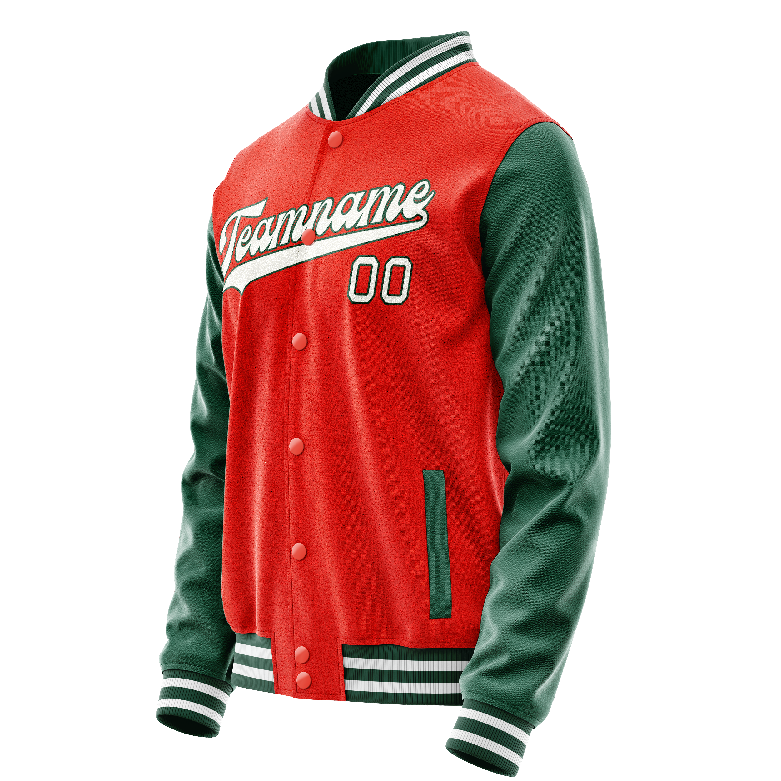 Personalized Orange & Green Solid Color Varsity Letterman Jacket