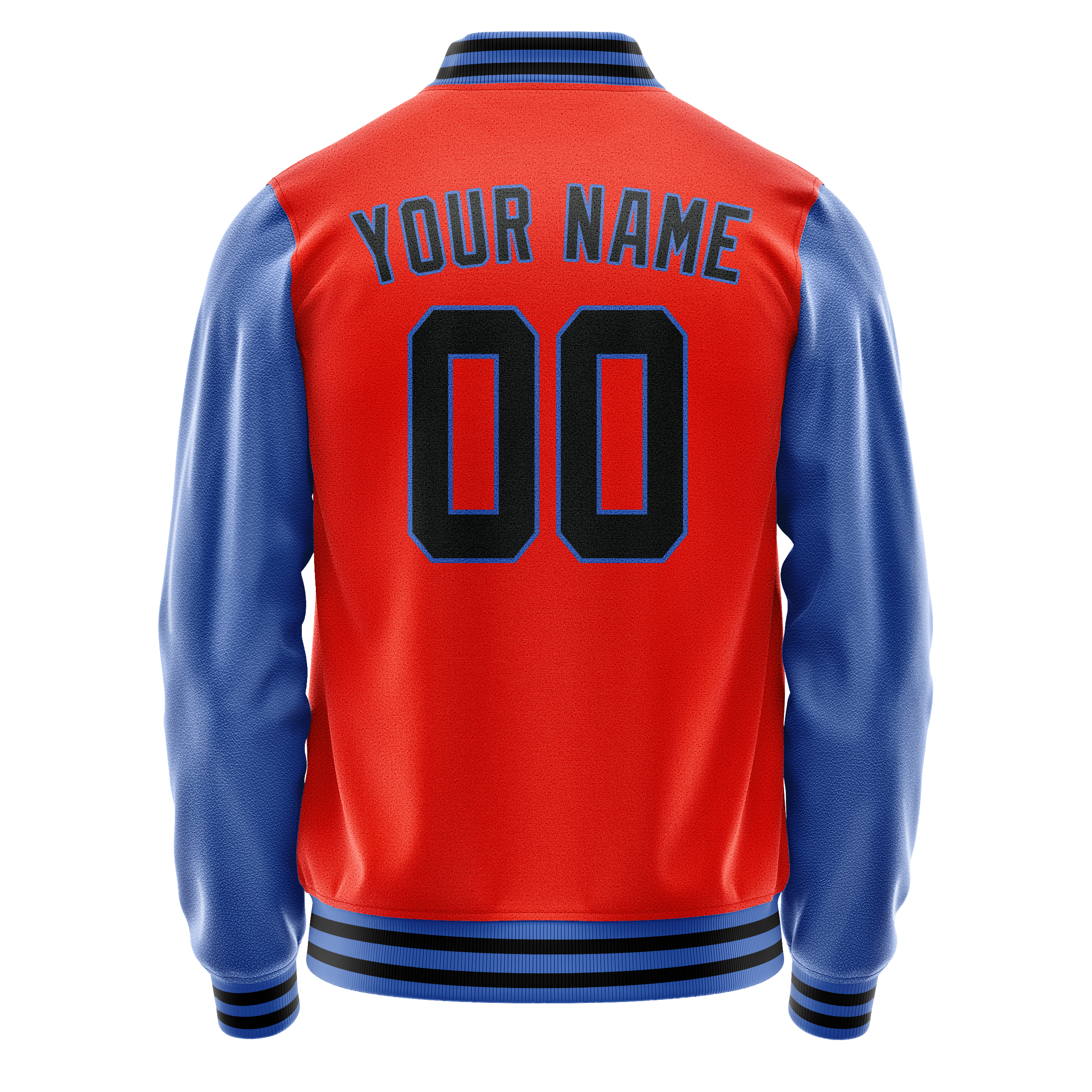 Personalized Orange & Light-Blue Solid Color Varsity Letterman Jacket