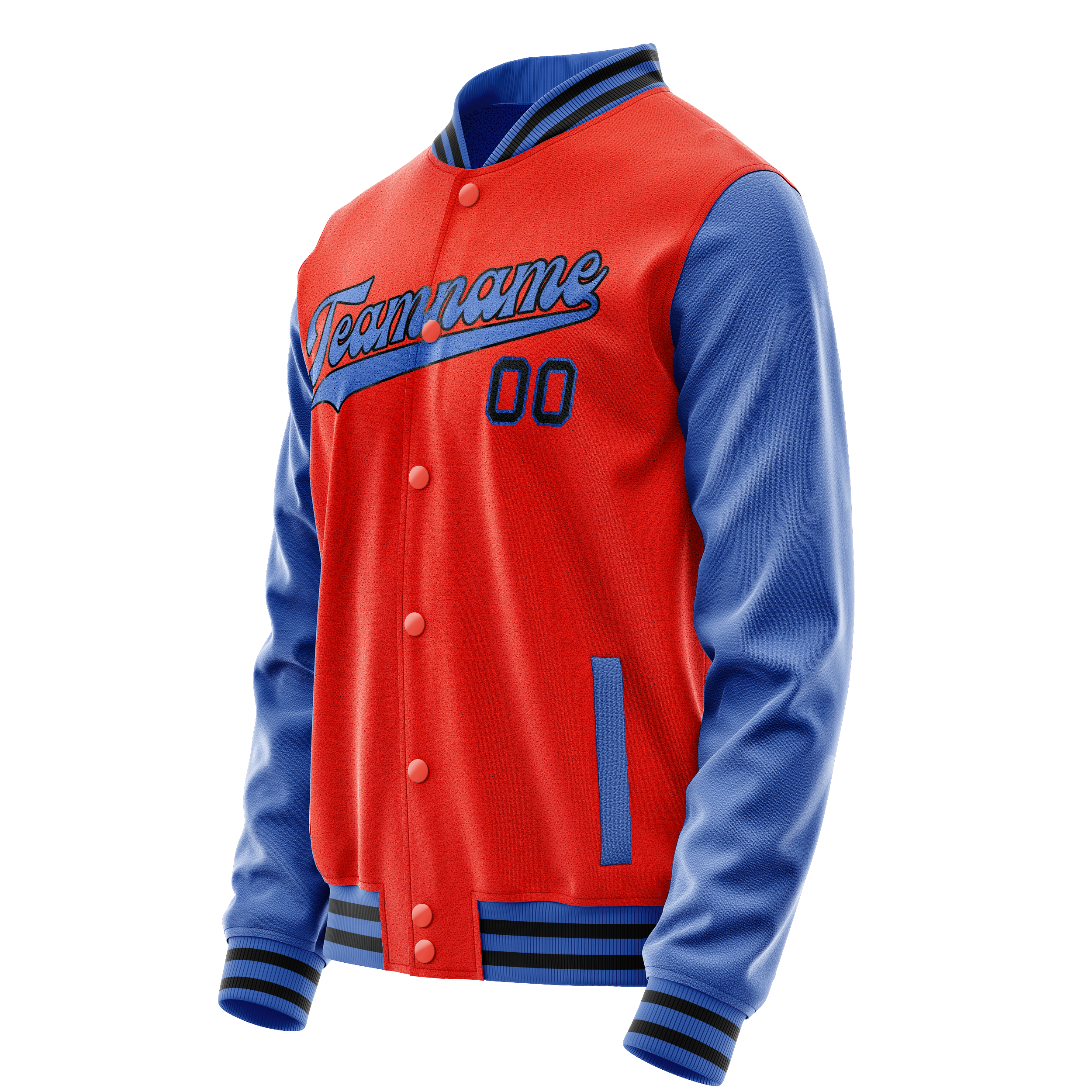 Personalized Orange & Light-Blue Solid Color Varsity Letterman Jacket