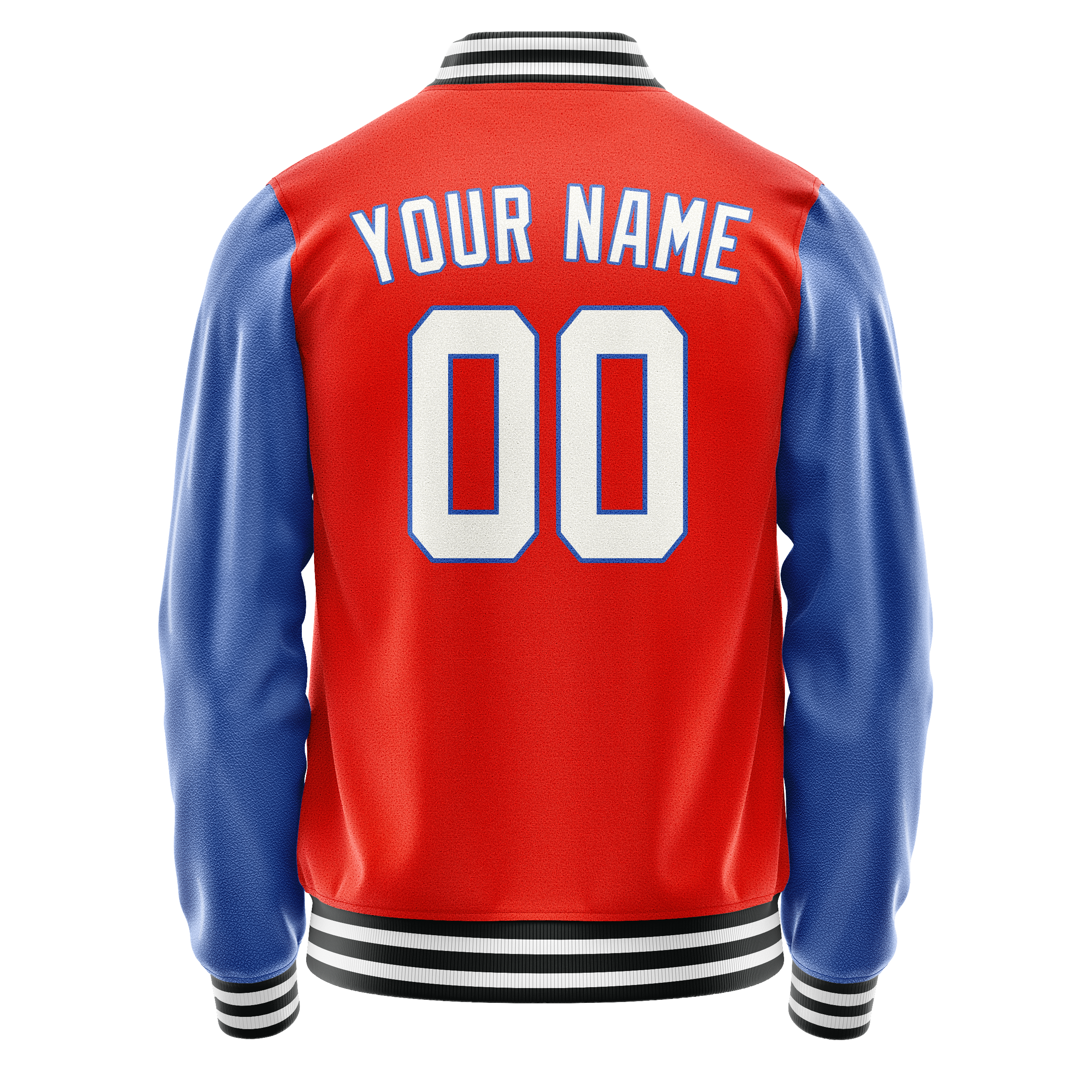 Personalized Orange & Blue Solid Color Varsity Letterman Jacket