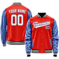 Personalized Orange & Blue Solid Color Varsity Letterman Jacket