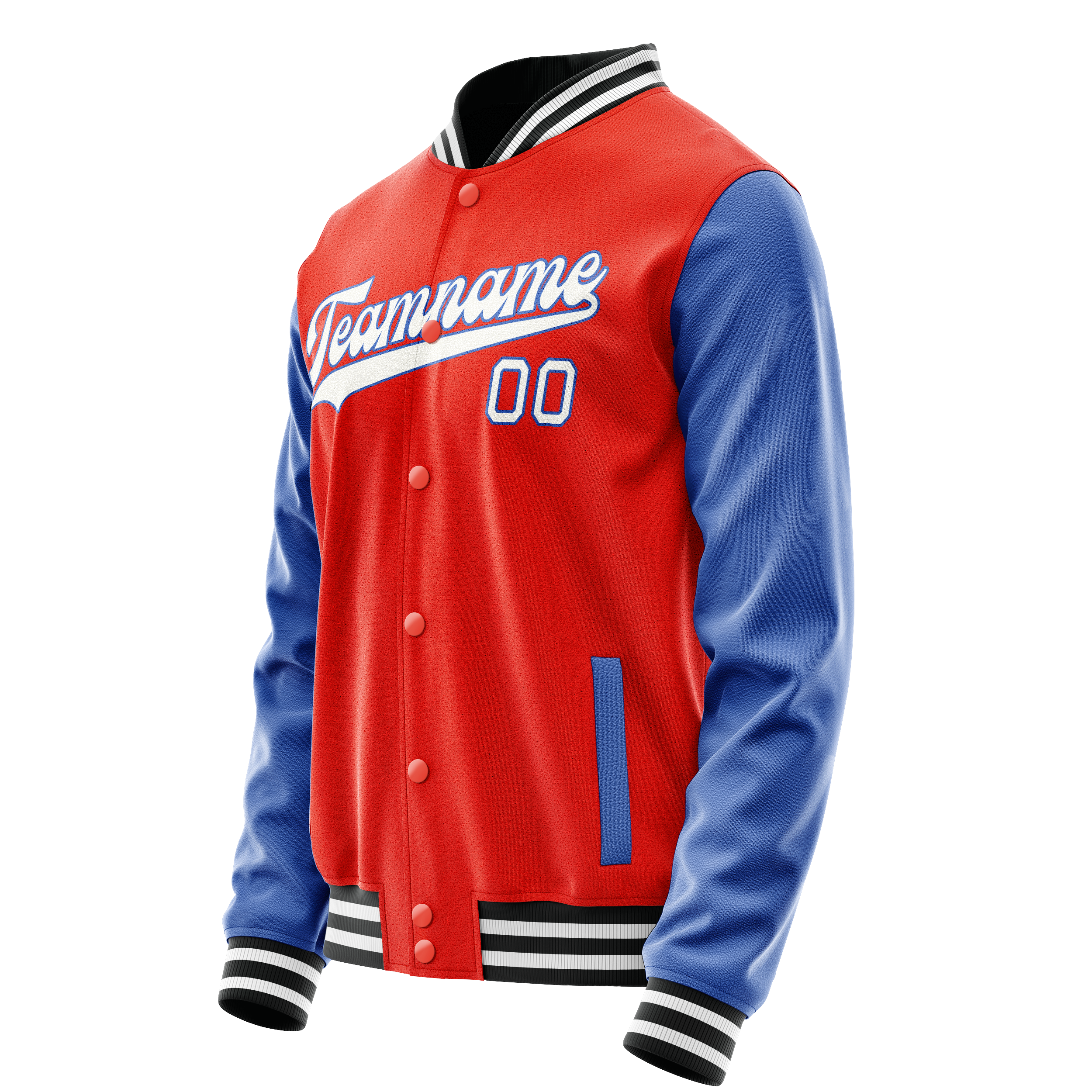 Personalized Orange & Blue Solid Color Varsity Letterman Jacket