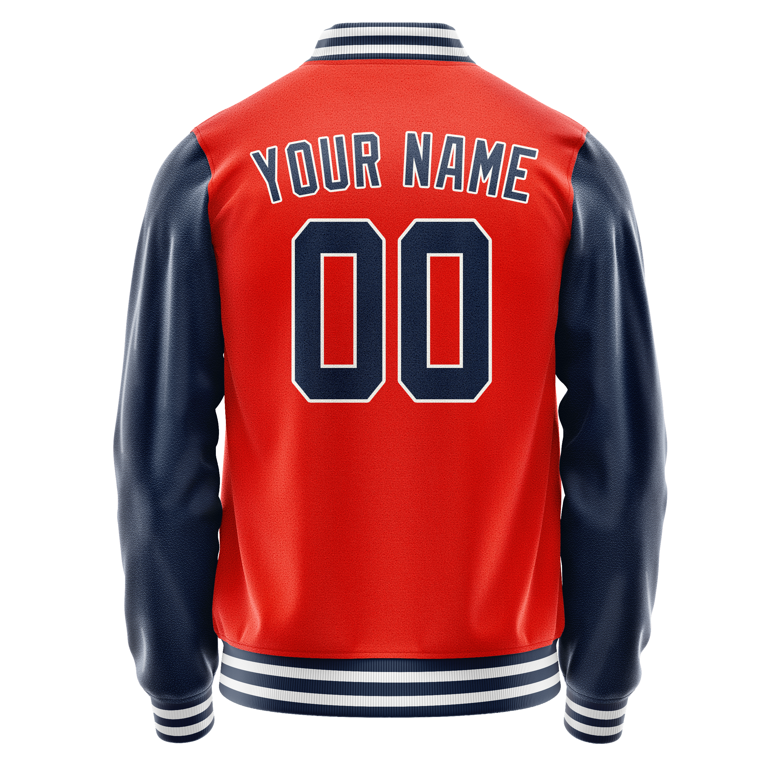 Personalized Orange & Blue Solid Color Varsity Letterman Jacket