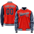 Personalized Orange & Blue Solid Color Varsity Letterman Jacket