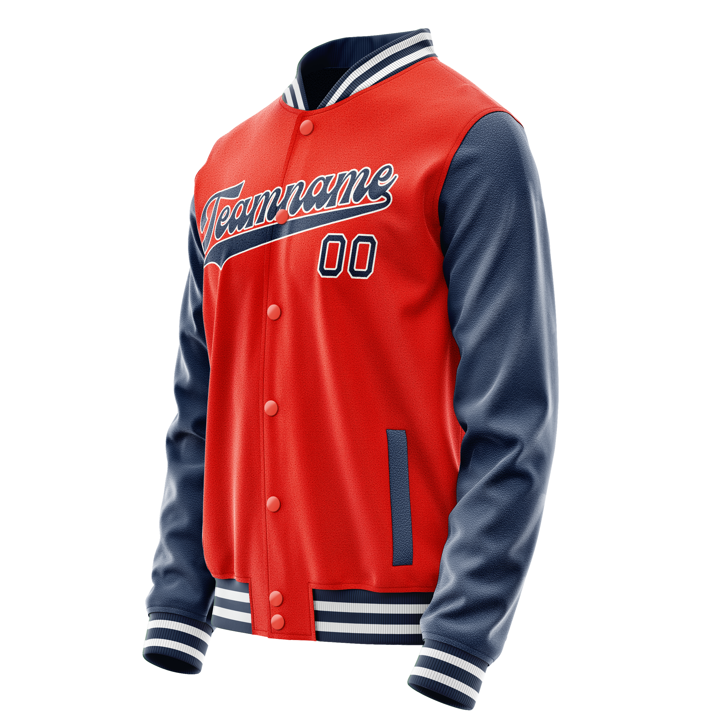 Personalized Orange & Blue Solid Color Varsity Letterman Jacket