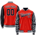 Personalized Orange & Navy Solid Color Varsity Letterman Jacket