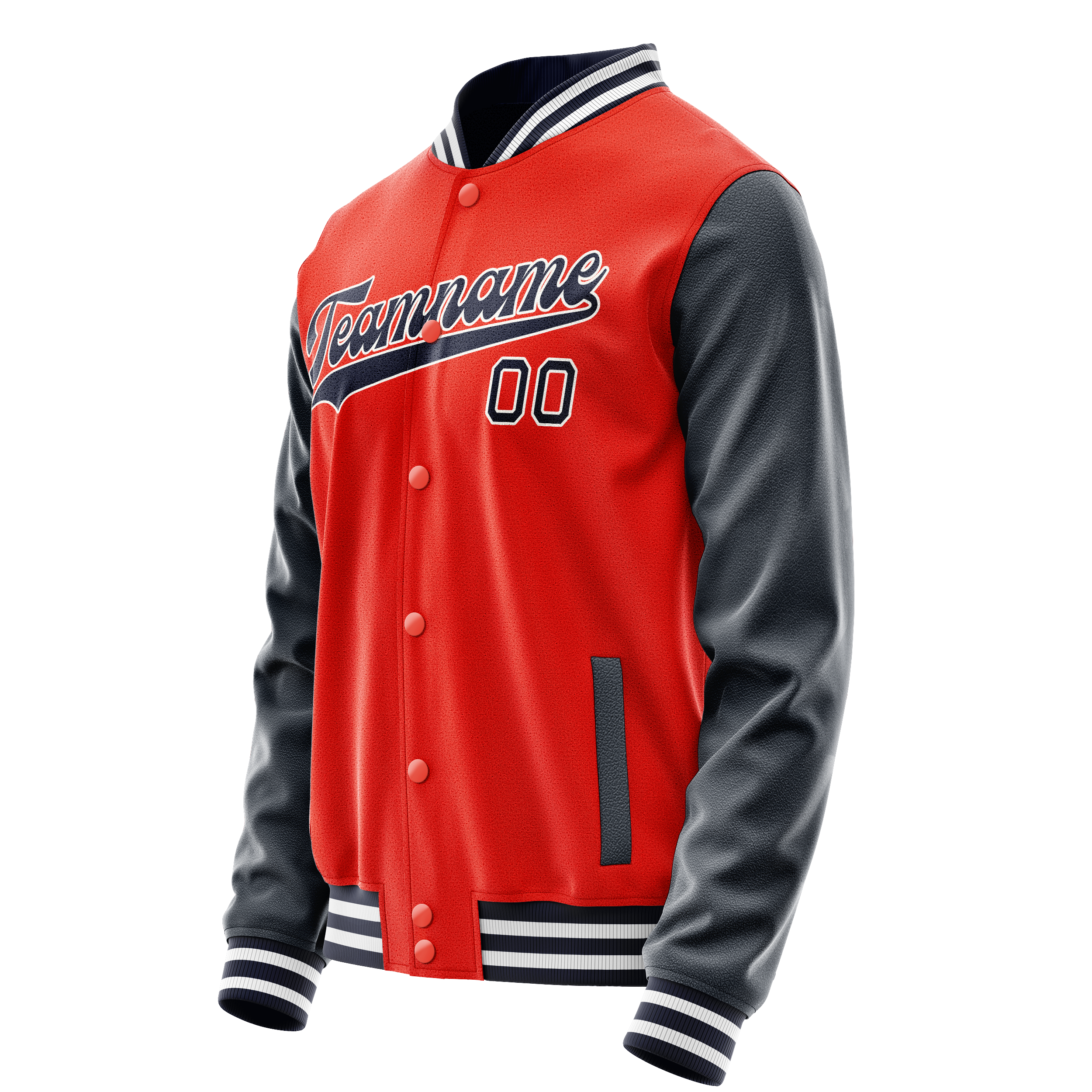 Personalized Orange & Navy Solid Color Varsity Letterman Jacket