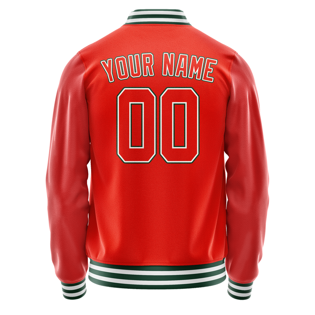 Personalized Orange & White Solid Color Varsity Letterman Jacket