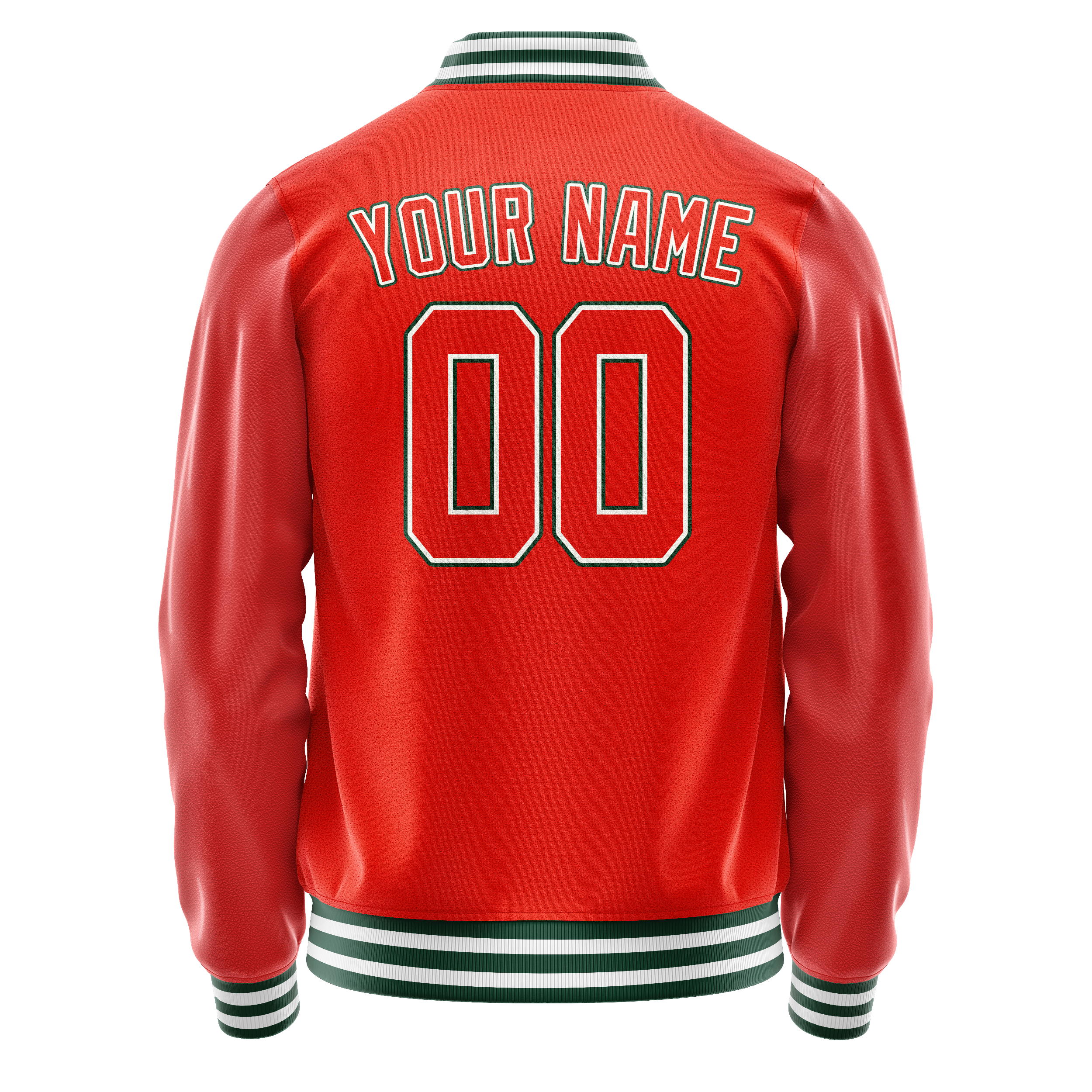 Personalized Orange & White Solid Color Varsity Letterman Jacket