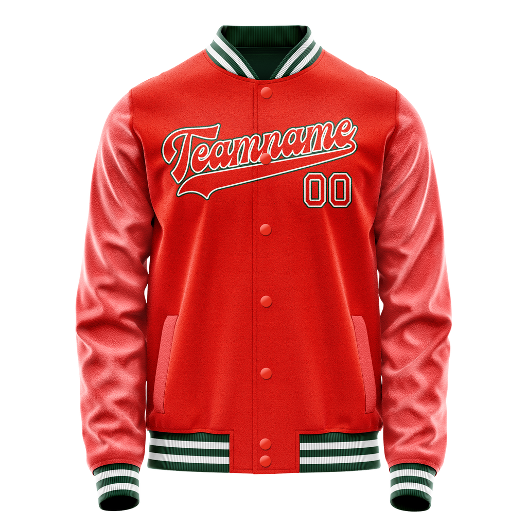 Personalized Orange & White Solid Color Varsity Letterman Jacket