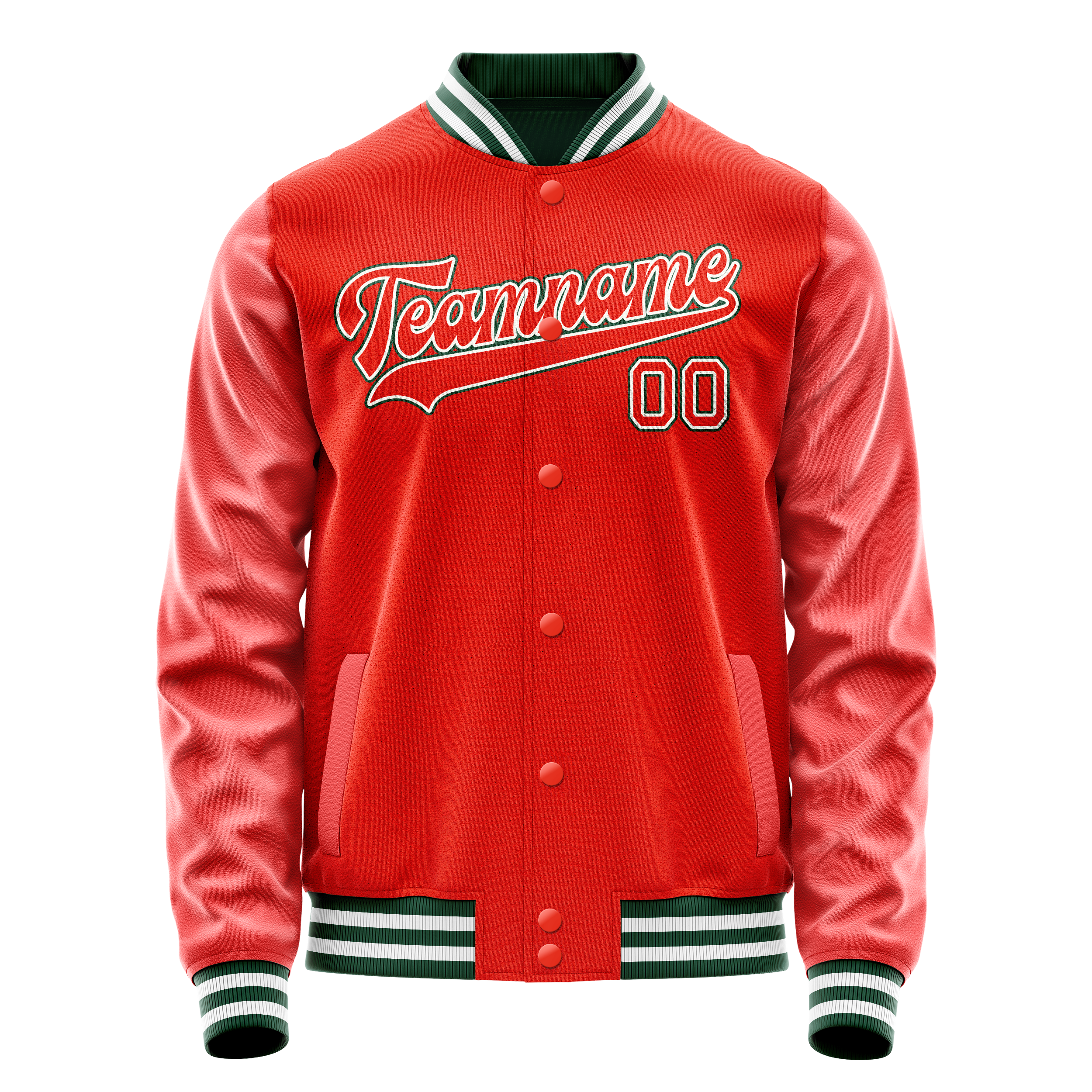 Personalized Orange & White Solid Color Varsity Letterman Jacket