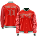 Personalized Orange & White Solid Color Varsity Letterman Jacket
