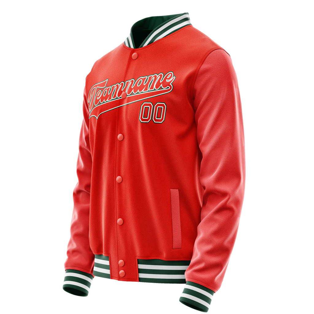 Personalized Orange & White Solid Color Varsity Letterman Jacket