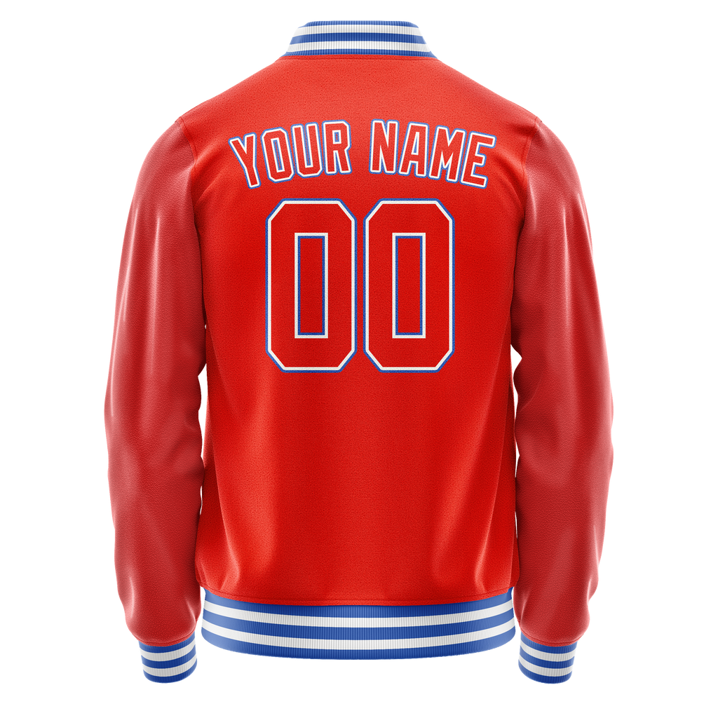 Personalized Orange & White Solid Color Varsity Letterman Jacket