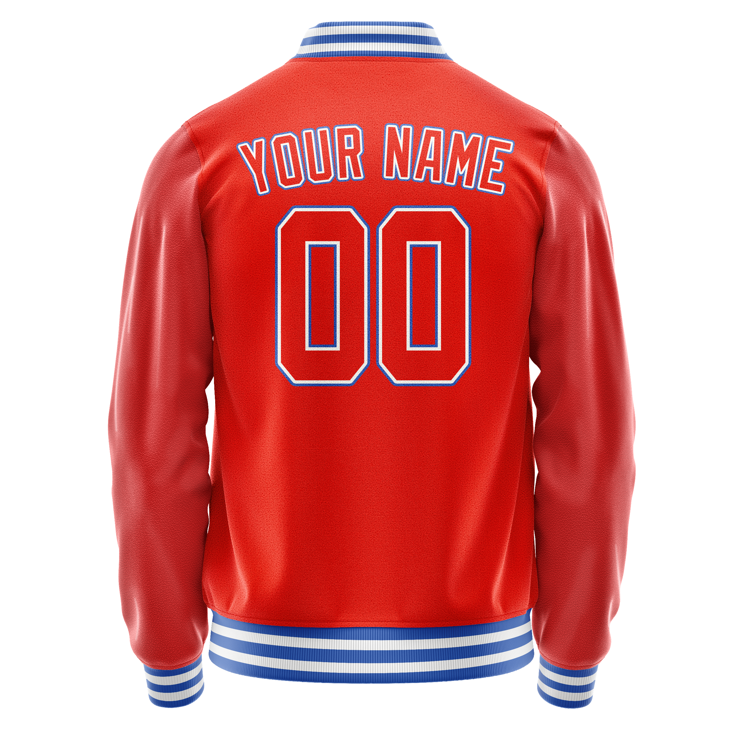 Personalized Orange & White Solid Color Varsity Letterman Jacket
