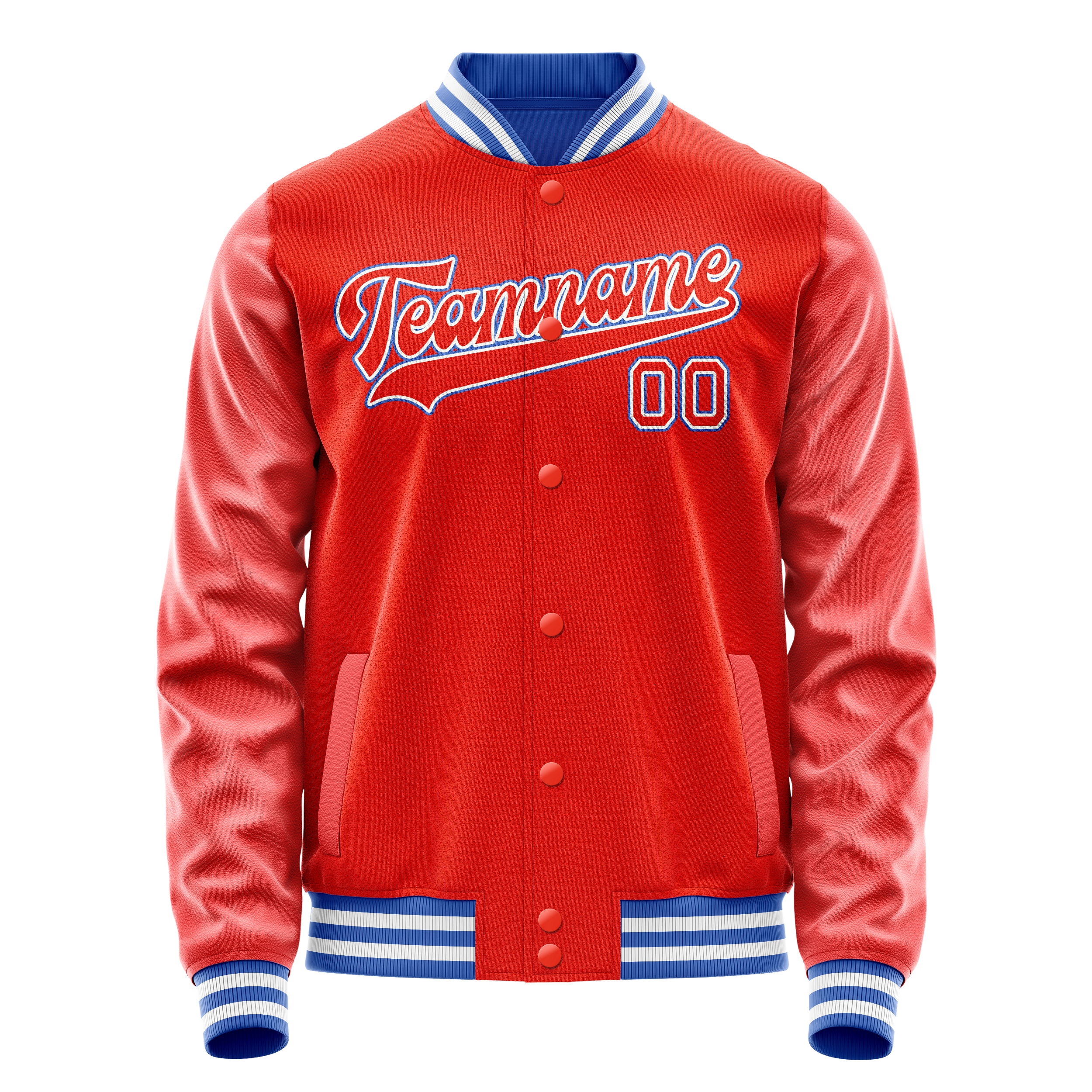 Personalized Orange & White Solid Color Varsity Letterman Jacket