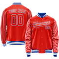 Personalized Orange & White Solid Color Varsity Letterman Jacket