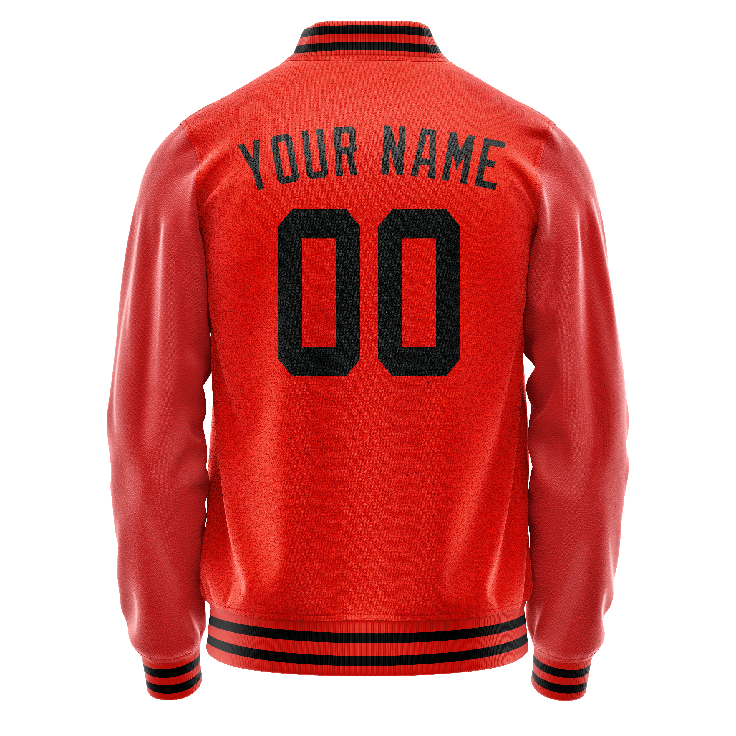 Personalized Orange & Black Solid Color Varsity Letterman Jacket