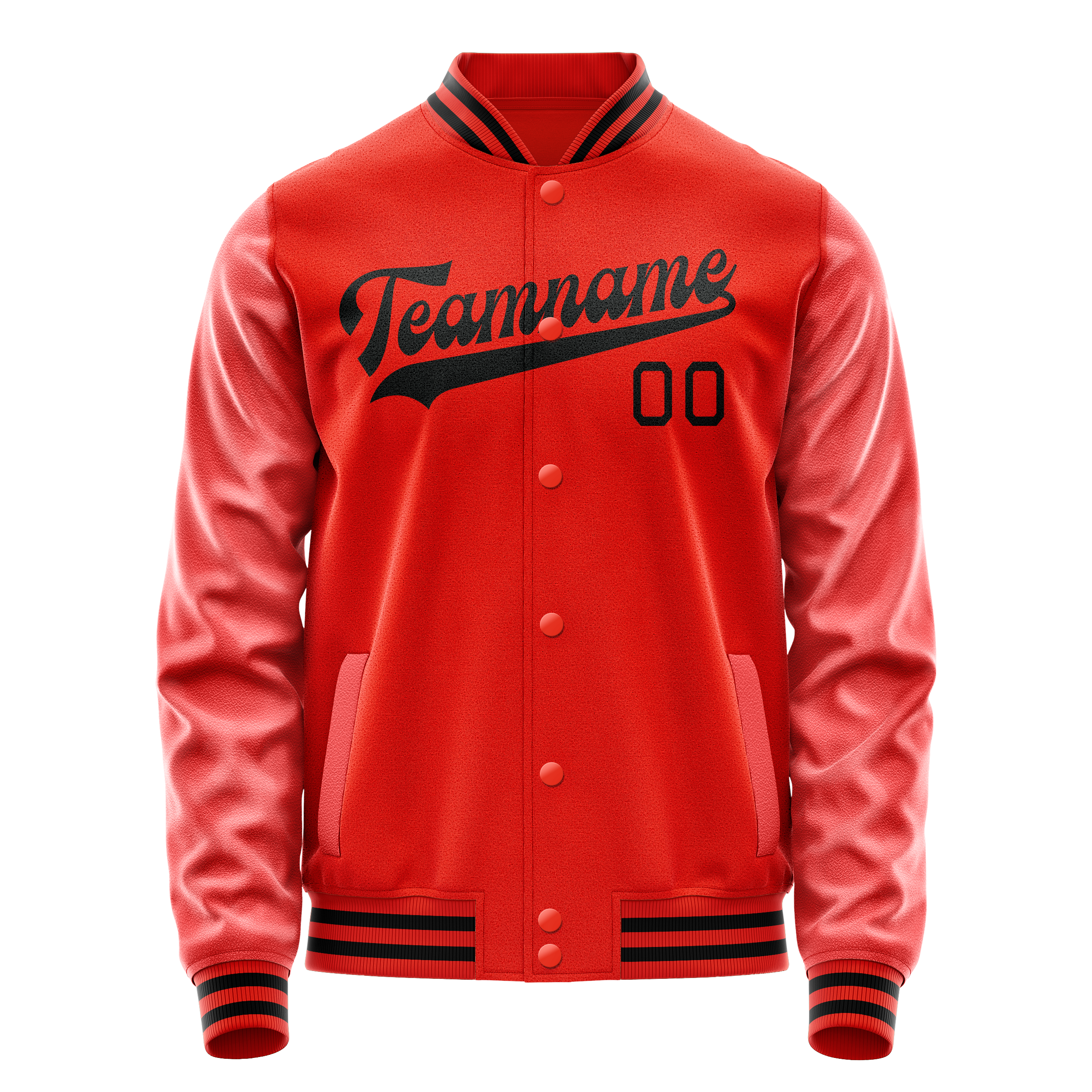 Personalized Orange & Black Solid Color Varsity Letterman Jacket