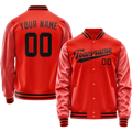 Personalized Orange & Black Solid Color Varsity Letterman Jacket