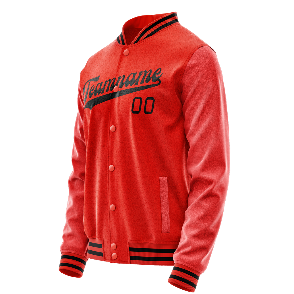 Personalized Orange & Black Solid Color Varsity Letterman Jacket
