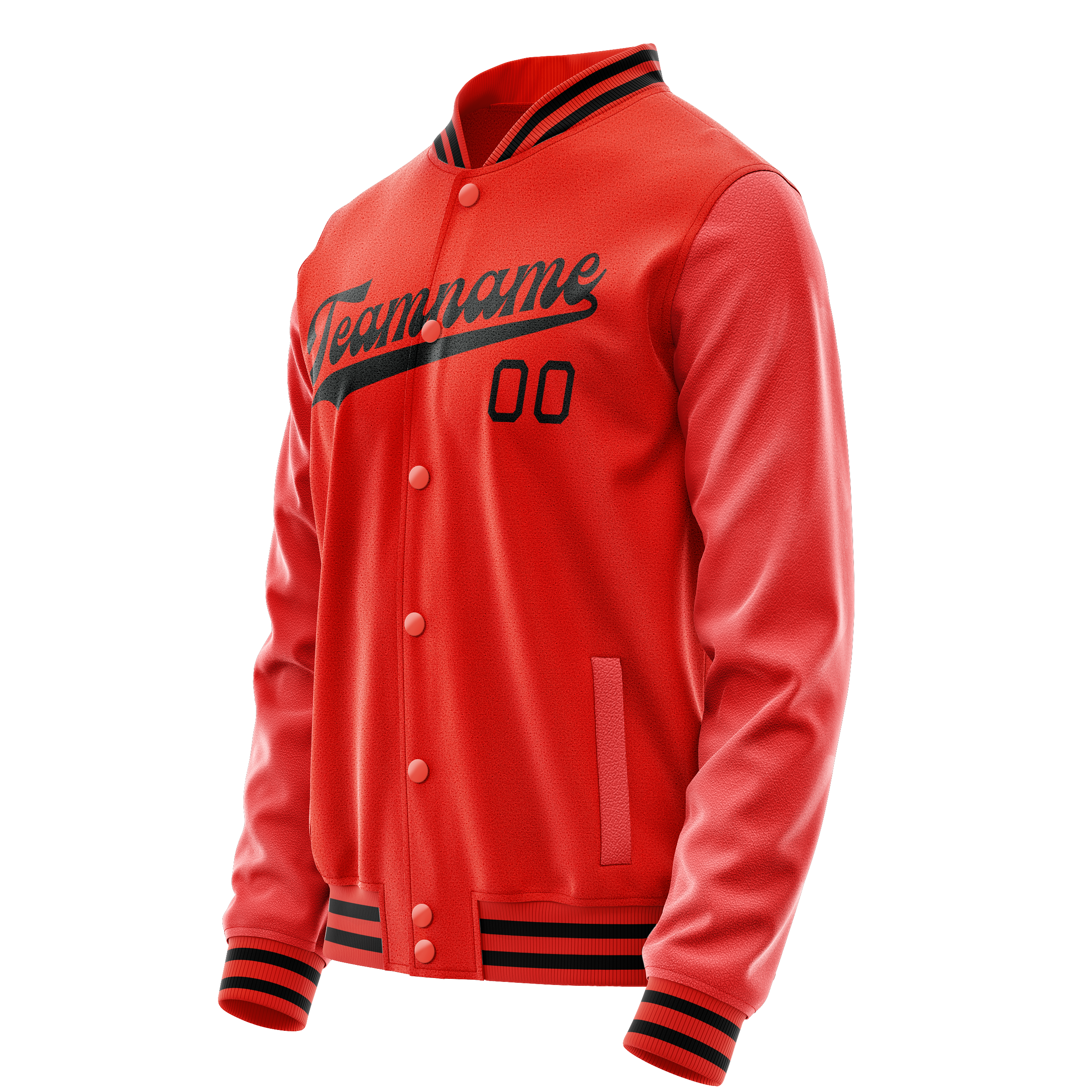 Personalized Orange & Black Solid Color Varsity Letterman Jacket