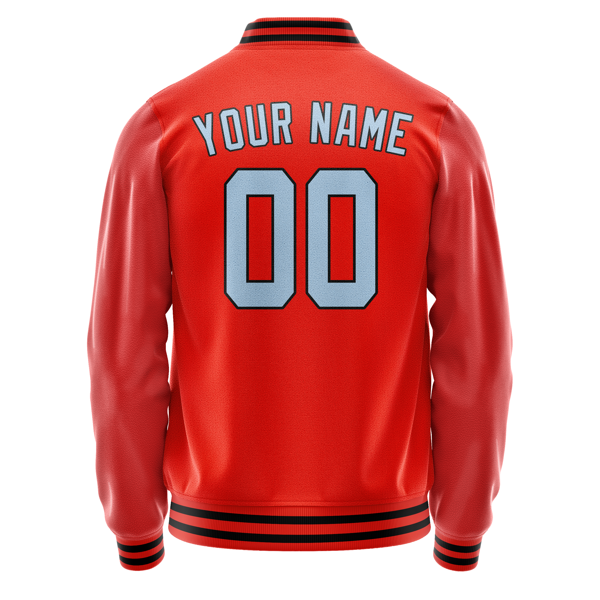 Personalized Orange & Light-Blue Solid Color Varsity Letterman Jacket