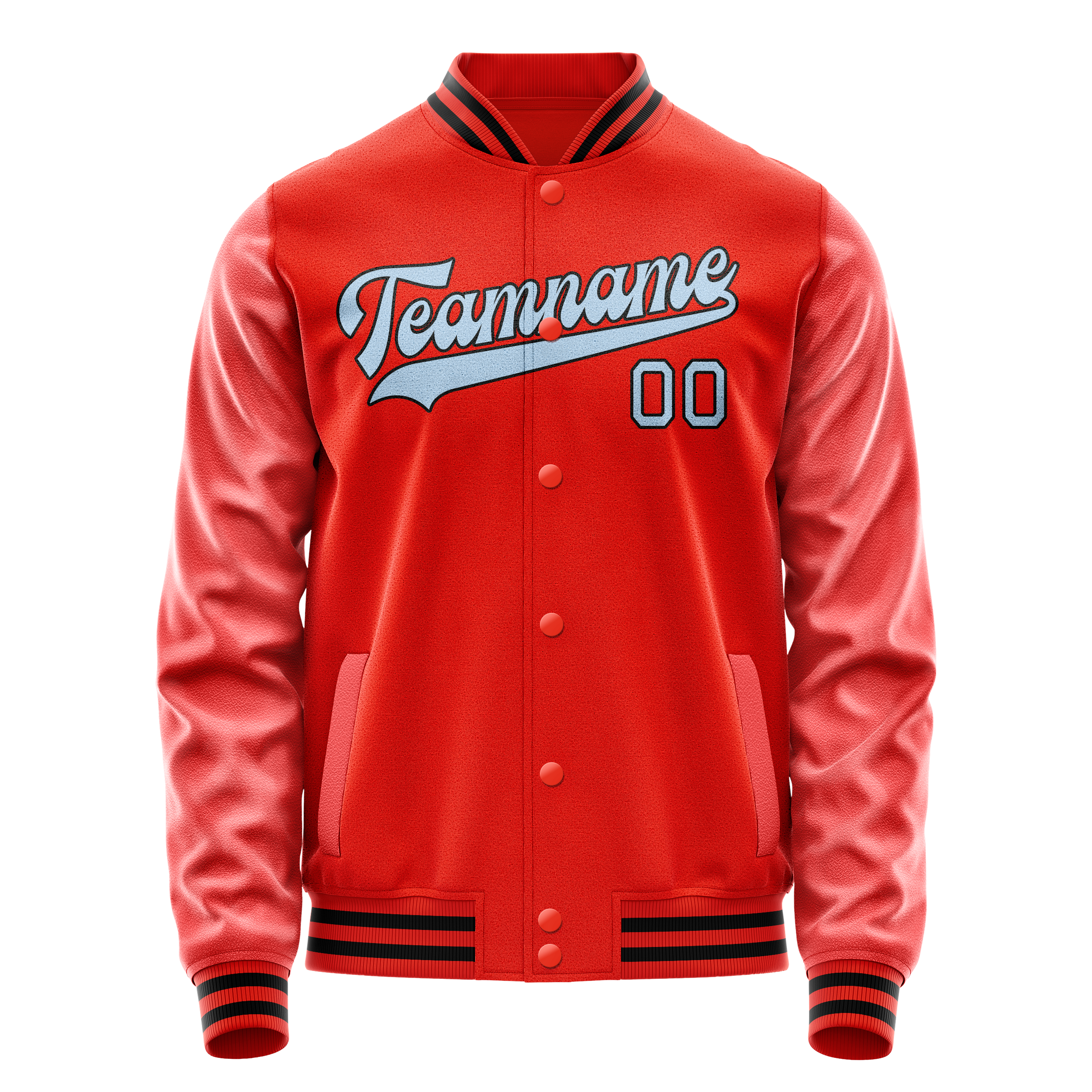 Personalized Orange & Light-Blue Solid Color Varsity Letterman Jacket