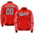 Personalized Orange & Light-Blue Solid Color Varsity Letterman Jacket