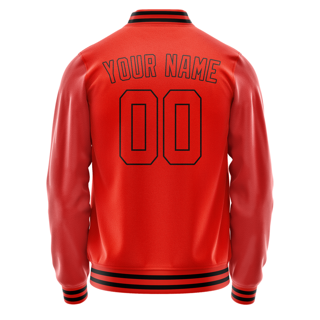 Personalized Orange & Black Solid Color Varsity Letterman Jacket