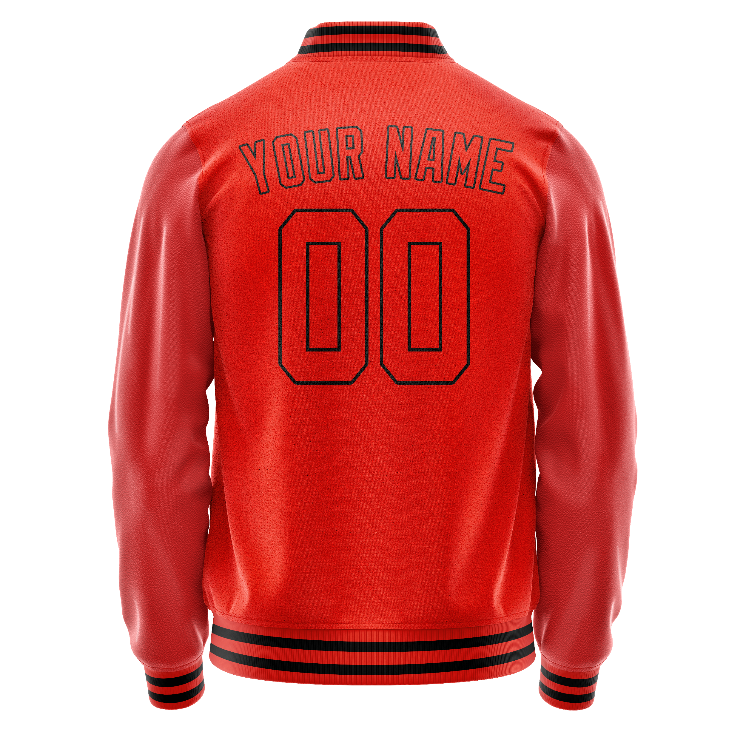 Personalized Orange & Black Solid Color Varsity Letterman Jacket