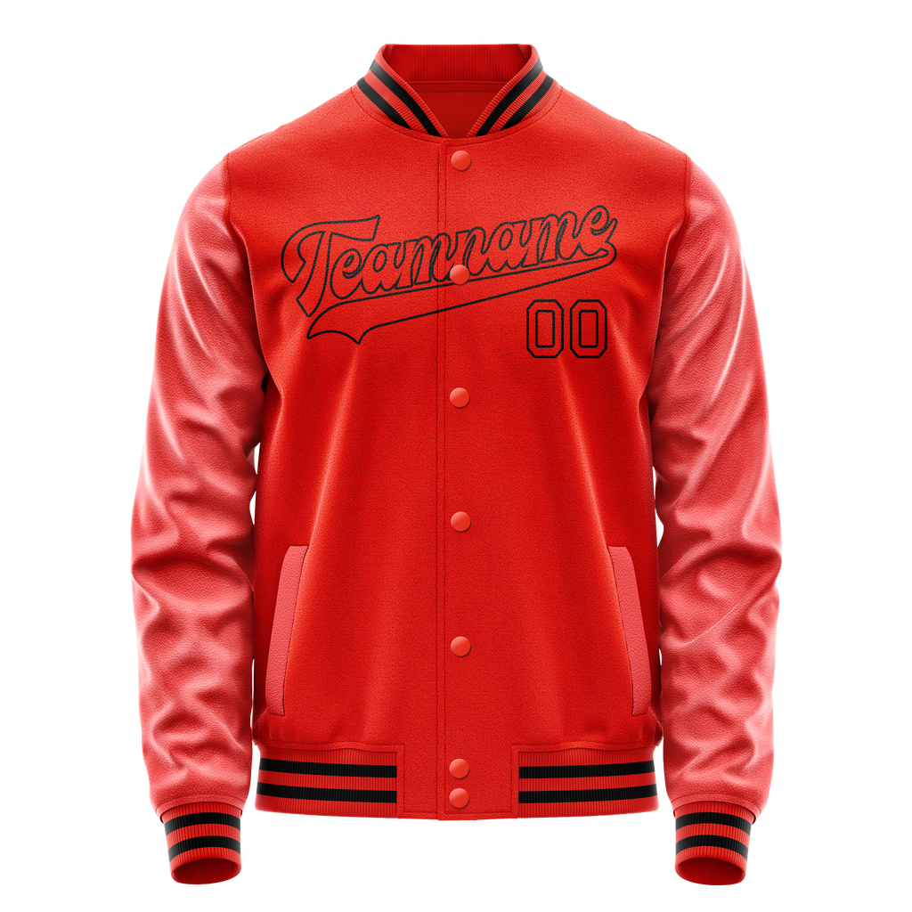 Personalized Orange & Black Solid Color Varsity Letterman Jacket